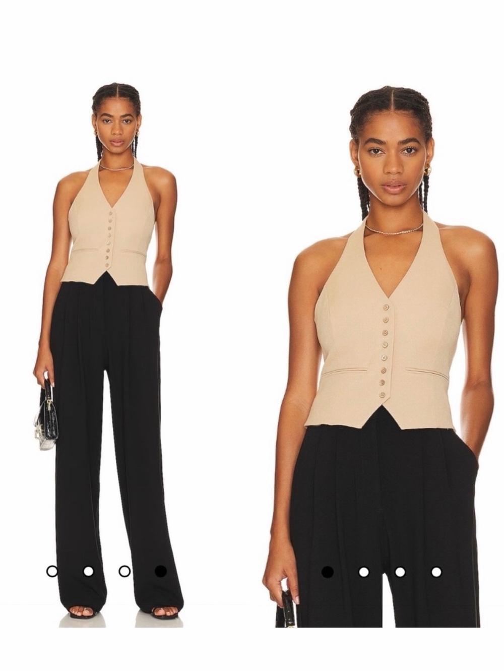 Favorite Daughter Beige Halter Button Vest